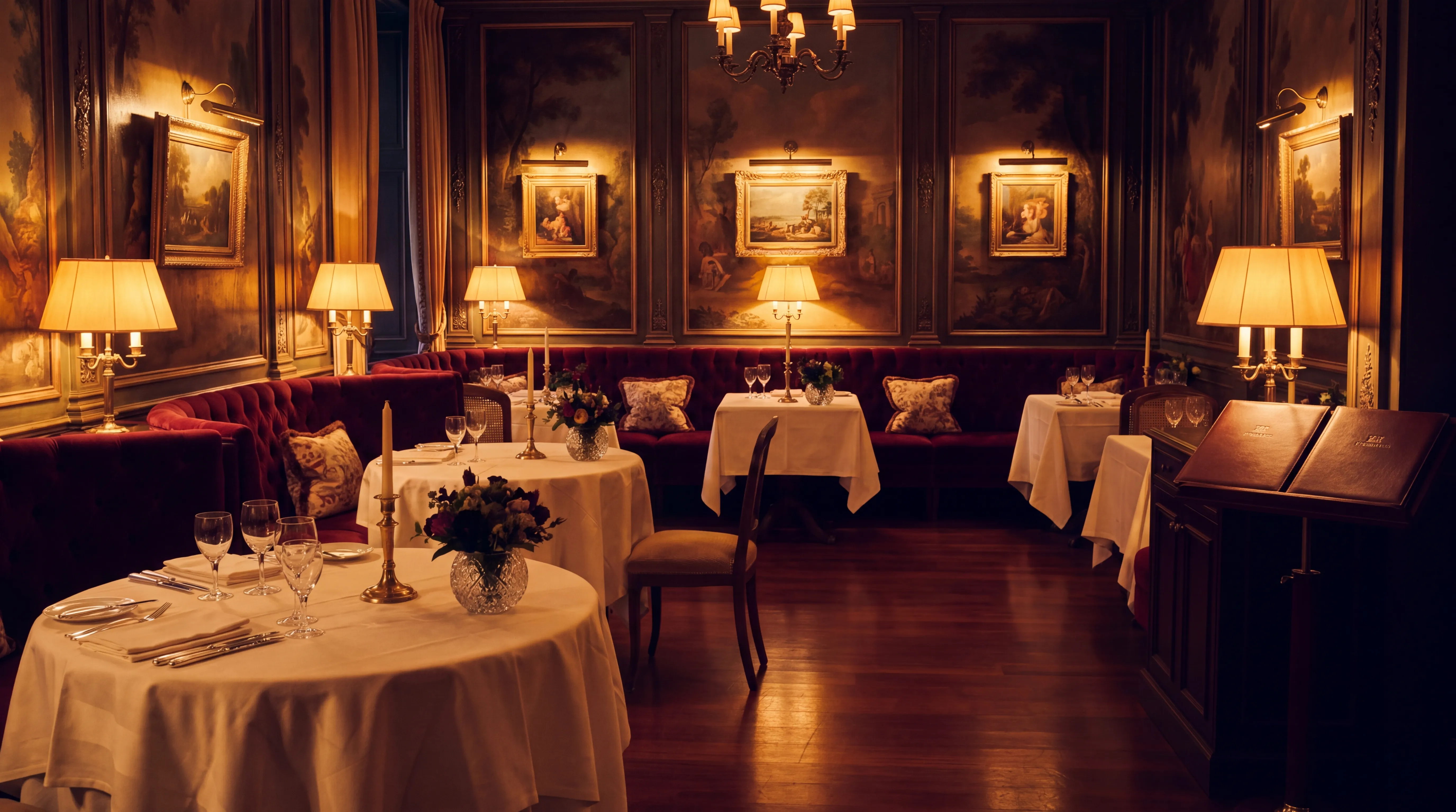 the room before the room — set, lit, waiting.
